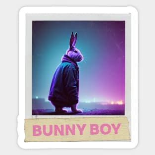 Bunny Boy Card Design in Minimal Grunge Style Sticker